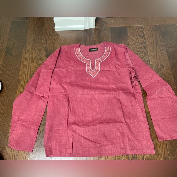 *Brand New* Red Ruby Indian Cotton Kurta (loose blouse) 👚 - Picture 1 of 7